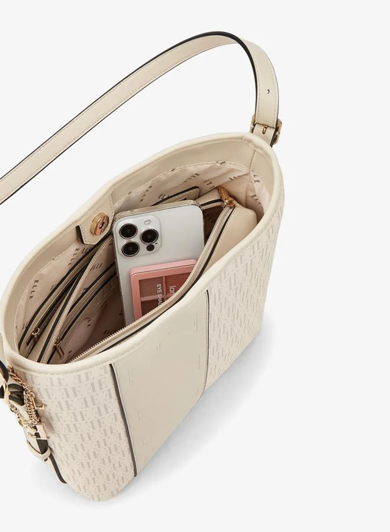 Elle Monogram Print Shoulder Bag With Pouch