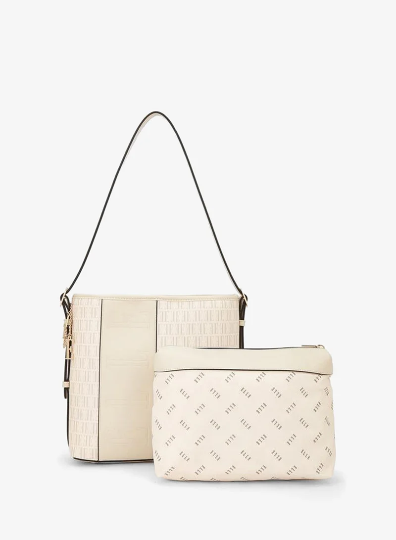 Elle Monogram Print Shoulder Bag With Pouch
