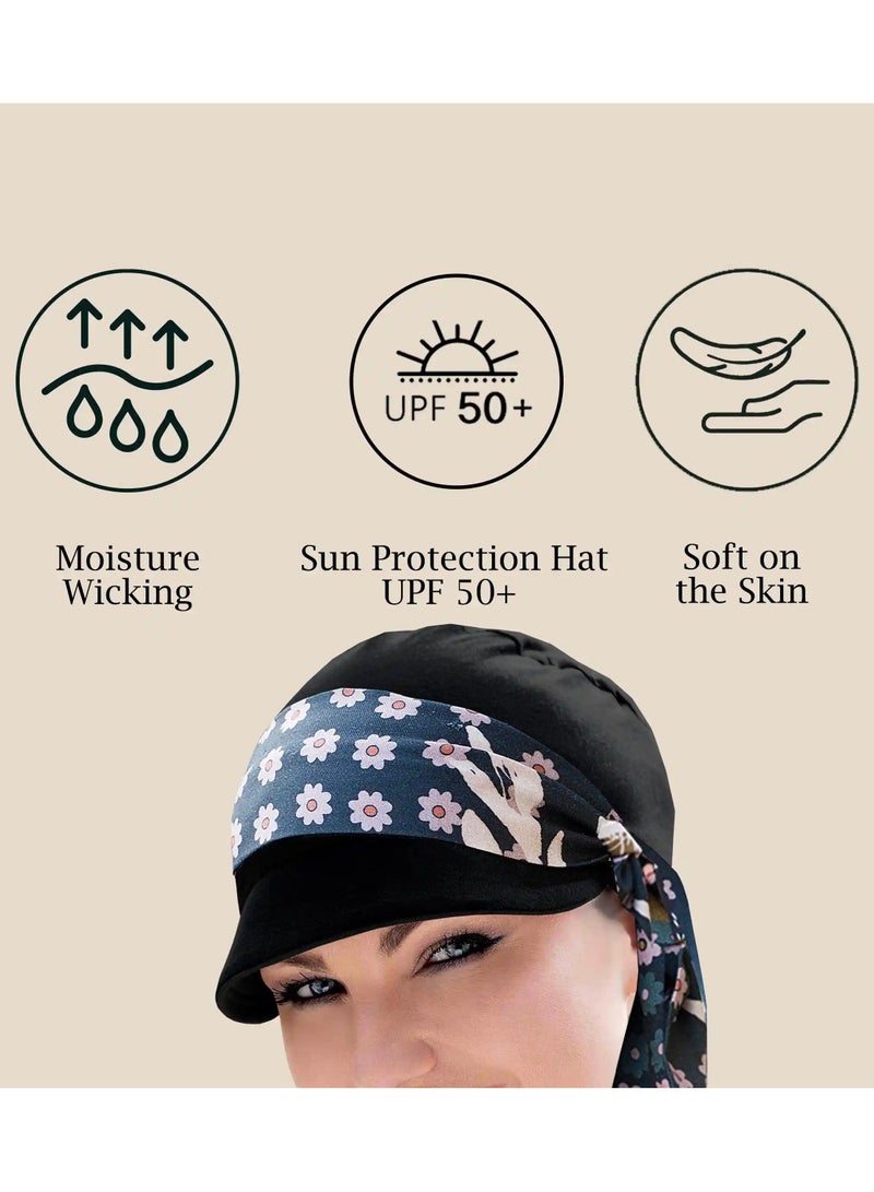 Rung Katia Plus Black Blush Fiori with UPF 50+ Sun Protection Hat for Women - Image 3