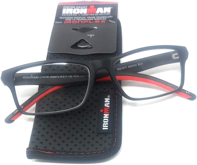 Foster Grant Ironman Reading Glasses, Black/Red (+2.75)