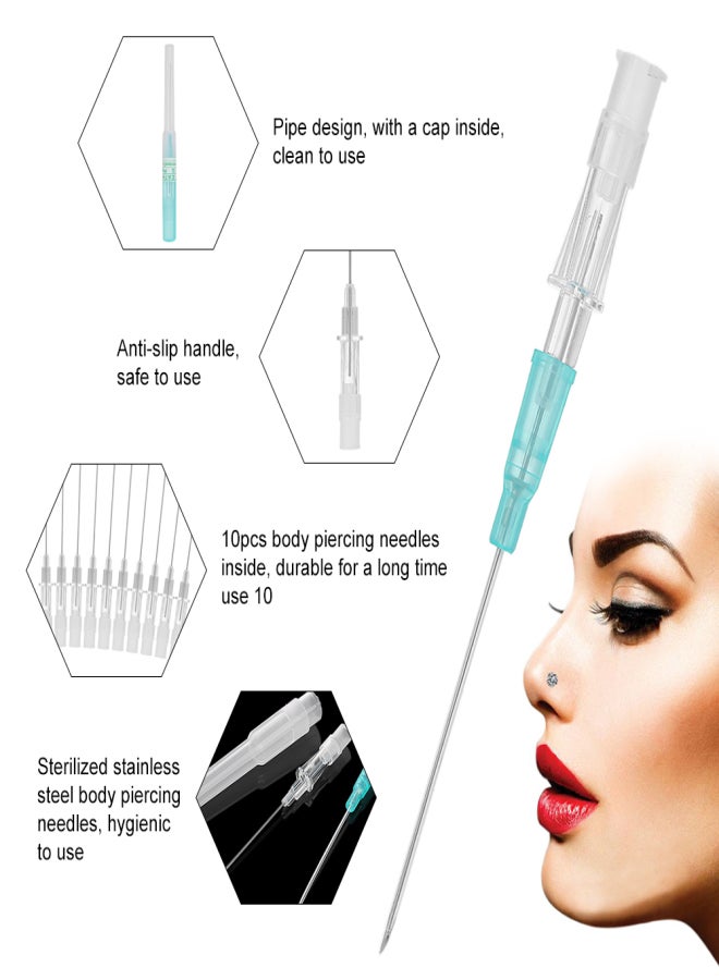 10Pcs 18G Disposable Piercing Needle Stainless Steel Sterile Body Piercing Needles Tattoo Accessories Ear Nose Piercing Needles - Image 2