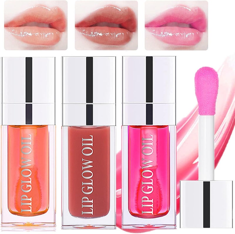 Khazna Plumping Lip Gloss, 3Pcs Long Lasting Hydrating Lip Gloss Transparent Toot Lip Oil Long Lasting Non-sticky for Dry Lip Care (3 Colors) - Image 1