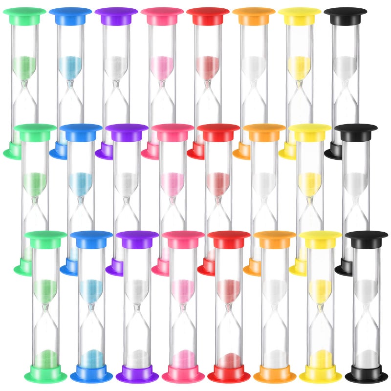 24 Pcs 5 Minute Sand Timer Plastic Hourglass 5 Min Visual Timer Mini Classroom Small Shower Hourglass for Teacher Classroom School Must Haves Supplies Egg Sand Clock Kids Time ManagementColorful