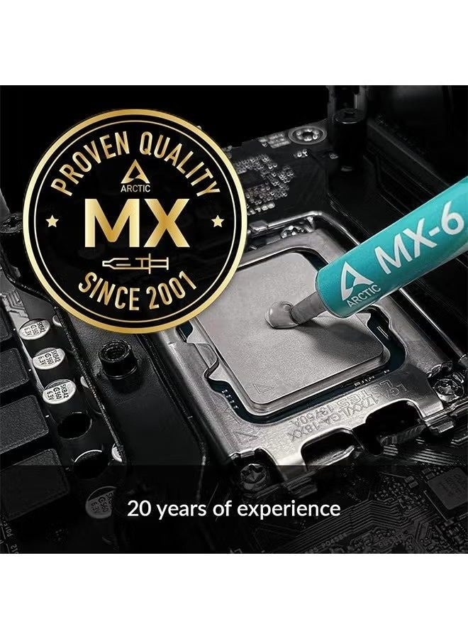 أركتيك MX-6 (يشمل ملعقة، 8 جرام) معجون حراري لوحدة المعالجة المركزية (CPU) وأجهزة الرسومات (GPU) للكمبيوتر الشخصي (PC) وPS4 وXBOX، معجون حراري موصّل للحرارة قائم على السيليكون، مركب حراري ذو موصلية حرارية عالية، متانة طويلة، تطبيق آمن، غير موصّل للكهرباء - Image 4