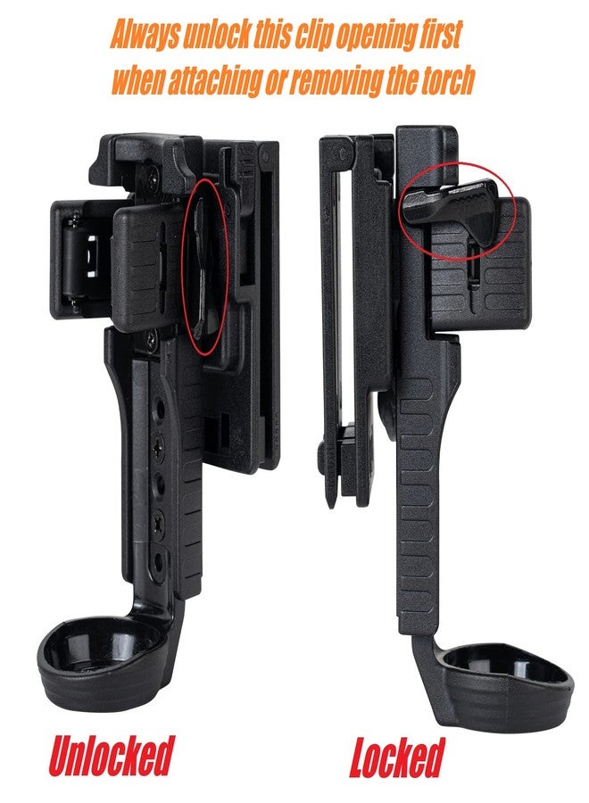 TACNEX Quick Release Flashlight Holder w/MOLLE Vest Clip Tactical Torch Holster Carrier Rotatable Light Carry Case Stand fit 1"-1.25" Diameter Flashlight for Police Leo Security Military Patrol - Image 5