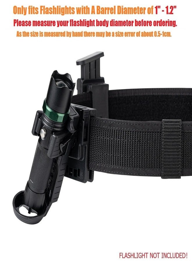 TACNEX Quick Release Flashlight Holder w/MOLLE Vest Clip Tactical Torch Holster Carrier Rotatable Light Carry Case Stand fit 1"-1.25" Diameter Flashlight for Police Leo Security Military Patrol - Image 2