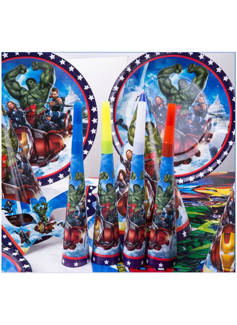 Remy Belle 180 pcs Birthday Party Decoration Avengers Theme boy Set Disposable Tableware Party Supplies Kids Favor Baby shower props tableware kit with plates forks knifes 16 items  - Image 2