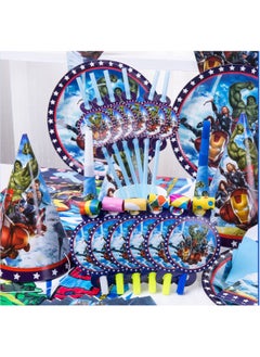 Remy Belle 180 pcs Birthday Party Decoration Avengers Theme boy Set Disposable Tableware Party Supplies Kids Favor Baby shower props tableware kit with plates forks knifes 16 items  - Image 3