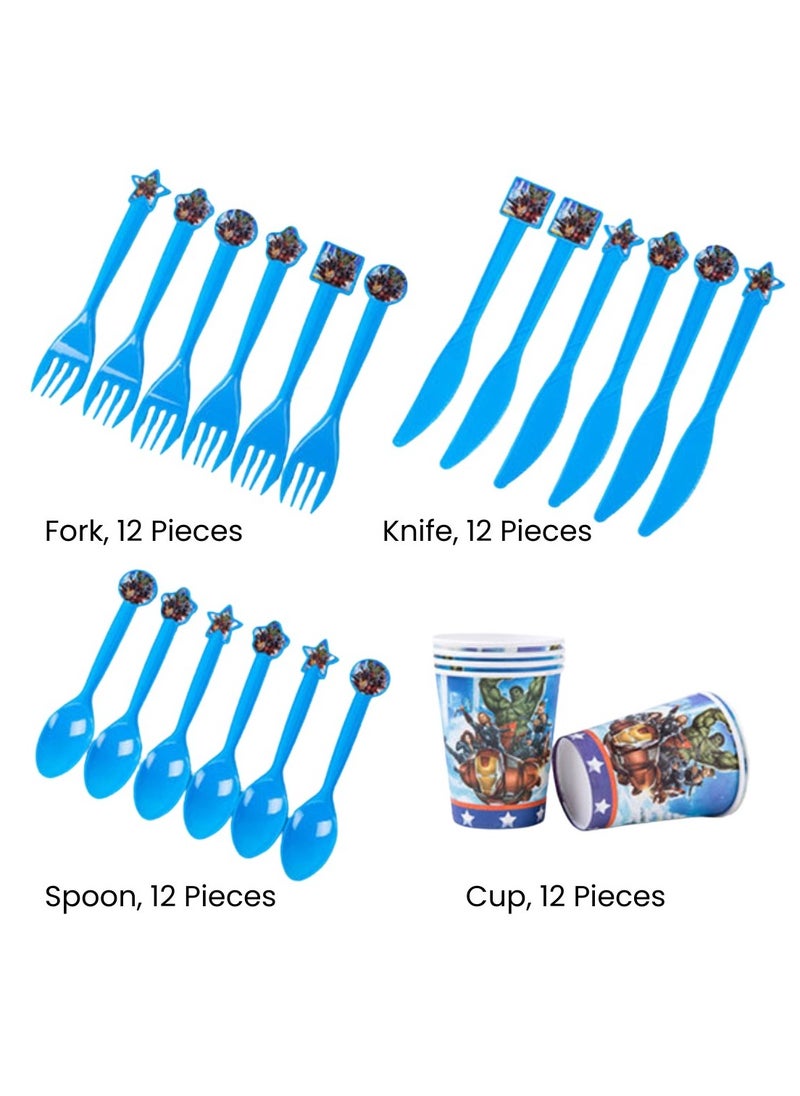 Remy Belle 180 pcs Birthday Party Decoration Avengers Theme boy Set Disposable Tableware Party Supplies Kids Favor Baby shower props tableware kit with plates forks knifes 16 items  - Image 4