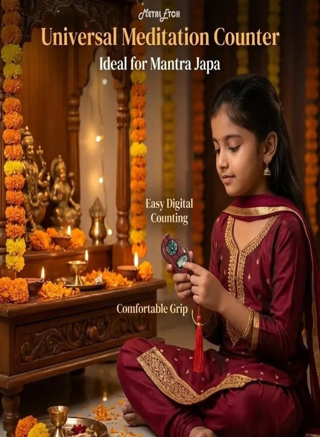 Metal Etch Digital Jaap Counter with Compass | 1 Year Warranty | Finger Tally LCD Display Japa Mala Chanting Counter for Prayer & Meditation | Multicolour | (Pack of 1) - Image 4