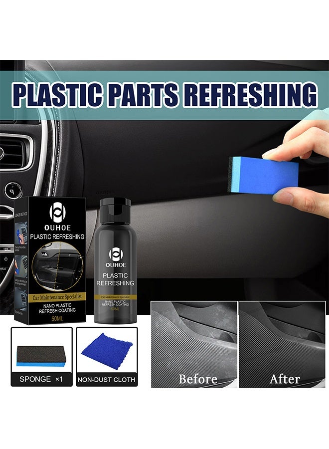 OUHOE Car Plastic Parts Refurbish Agent, Multipurpose Plastic Revitalizing Coating Agent, Durable Automotive Interior Cleaning Agent, Auto Polish And Repair Coating Renovator For Car Detailing 50ML - Image 2