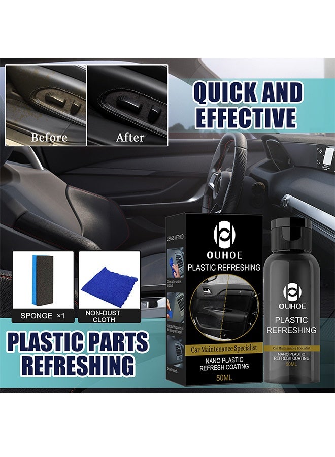 OUHOE Car Plastic Parts Refurbish Agent, Multipurpose Plastic Revitalizing Coating Agent, Durable Automotive Interior Cleaning Agent, Auto Polish And Repair Coating Renovator For Car Detailing 50ML - Image 1