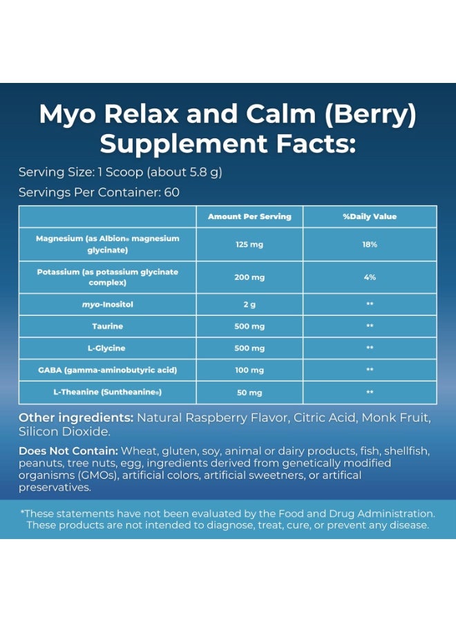MYOXCIENCE Myo Relax & Calm | Myo-Inositol, L-Theanine, Taurine, Magnesium & GABA | Supports Sleep, Neurotransmitter & Hormone Support (Berry Flavor) (60 Servings) - Image 3