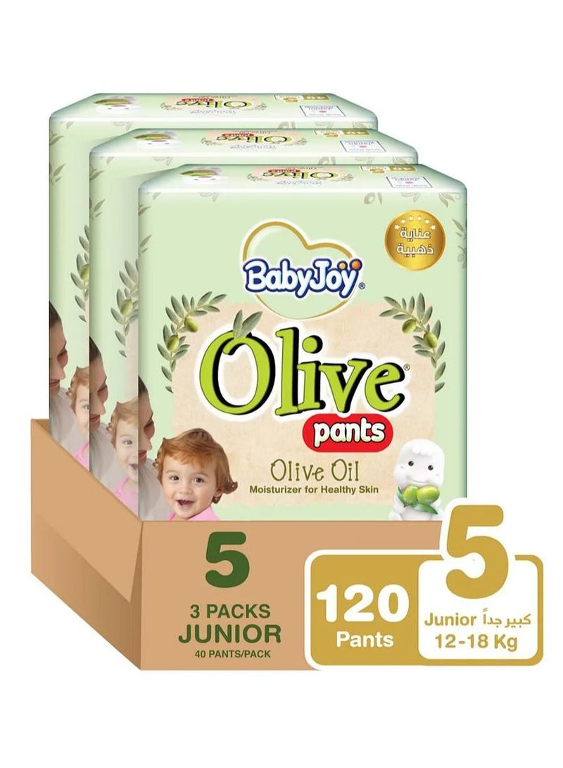 BabyJoy Olive Pants, Diapers, Junior, Mega Box, Size 5, Pack of 3 - 40 Diapers Each