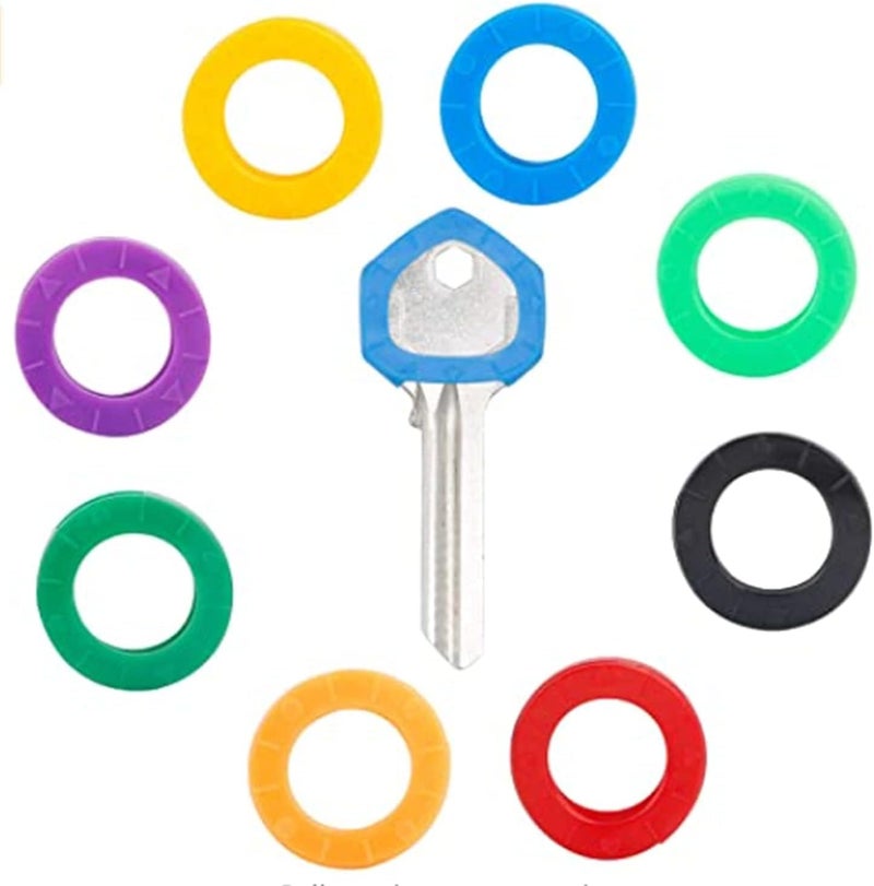 Khazna Small Key Covers Tags, Bright Colored Key Caps Silicone Key Covers Elastic Key Tags Key Identifier Coding Rings, 0.8 Inch Dia Key Identifiers, 24Pcs In 8 Colors (Mixed Color) - Image 1