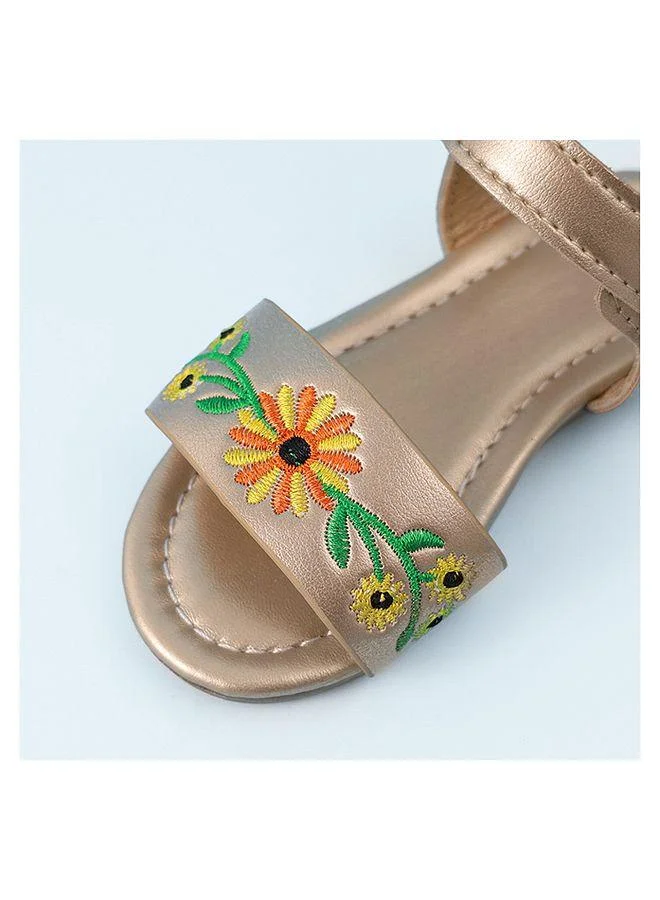 Mark & Mia Mark & Mia Floral Embroidered Velcro Closure Sandals - Gold