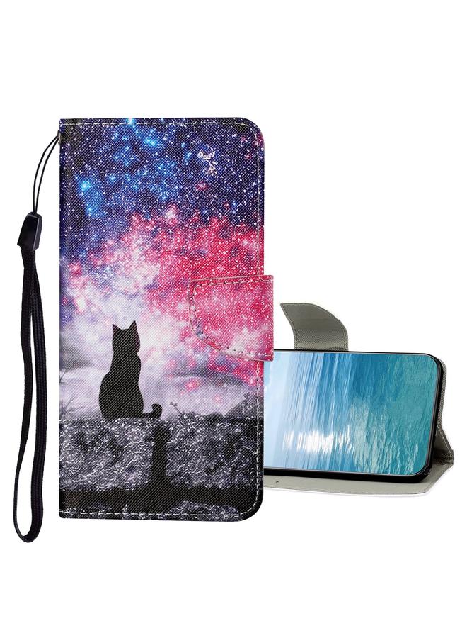 اس-توب جراب لهاتف Samsung Galaxy A73 5G بنمط رسم ملون من الجلد القابل للطي - Image 1