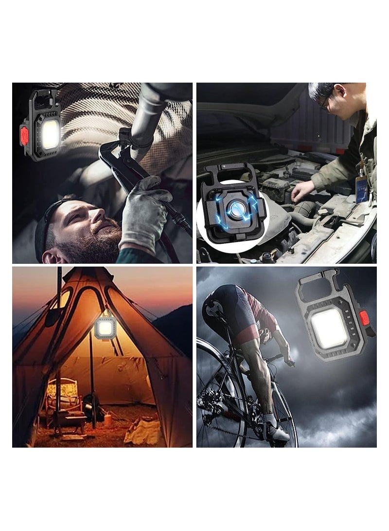 Led Keychain Flashlight,1000lumens Rechargeable Cob Waterproof Portable Led Work Light,7 Light Modes Portable Pocket Light With Battery Display As Bottle Opener And Magnet Base For Walking And Camping - Image 2