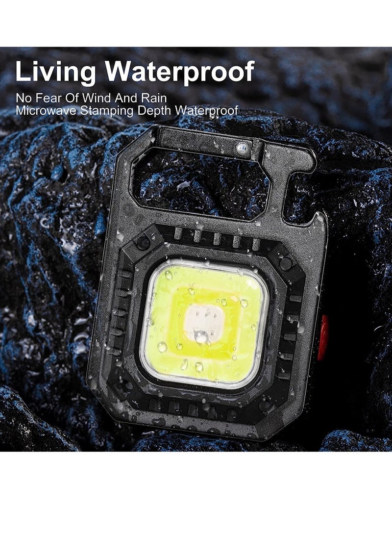 Led Keychain Flashlight,1000lumens Rechargeable Cob Waterproof Portable Led Work Light,7 Light Modes Portable Pocket Light With Battery Display As Bottle Opener And Magnet Base For Walking And Camping - Image 4