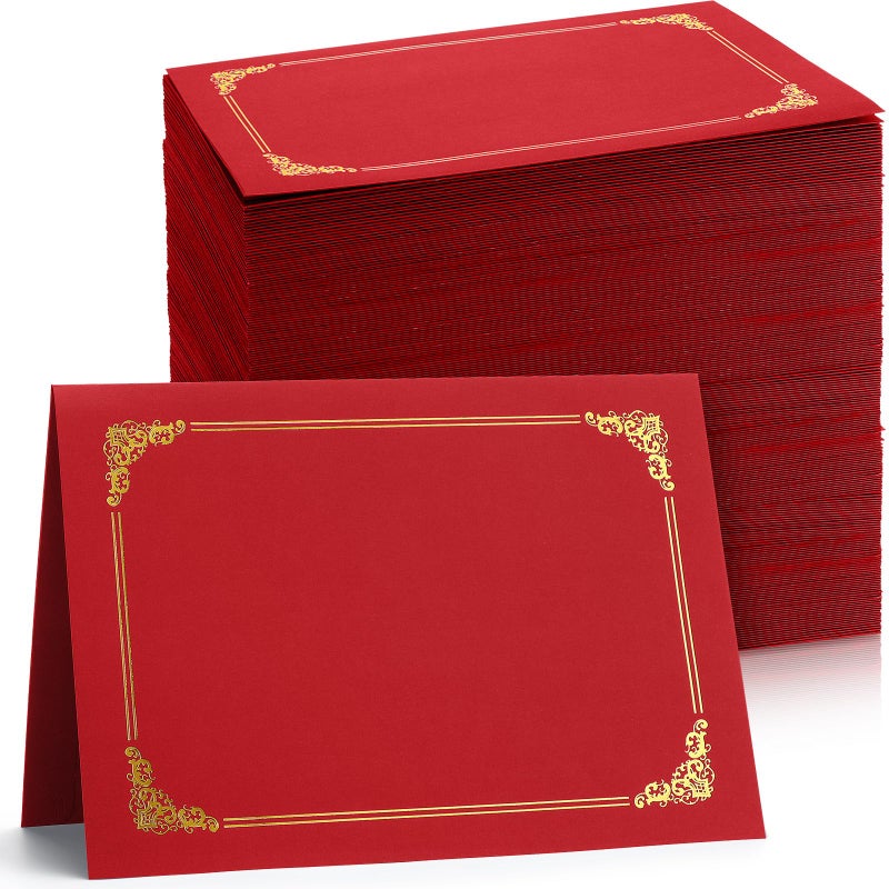 Fainne 80 Pieces Certificate Holders Diploma Holders Document Holder Certificate Covers Certificate Folders with Gold Foil Border for Letter Size 8.5 x 11 Inches Diploma Documents Awards (Black) - Image 1