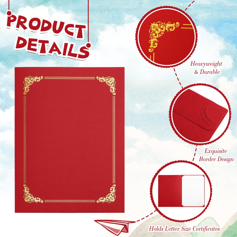 Fainne 80 Pieces Certificate Holders Diploma Holders Document Holder Certificate Covers Certificate Folders with Gold Foil Border for Letter Size 8.5 x 11 Inches Diploma Documents Awards (Black) - Image 3