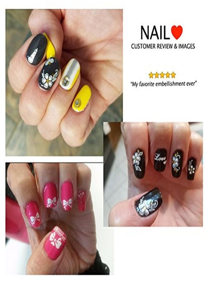 allydrew - Fingernail Stickers Nail Art Nail Stickers Selfadhesive Nail Stickers 3D Nail Decals Bows Hearts & Flowers (3 Designs/6 Sheets) - Image 1