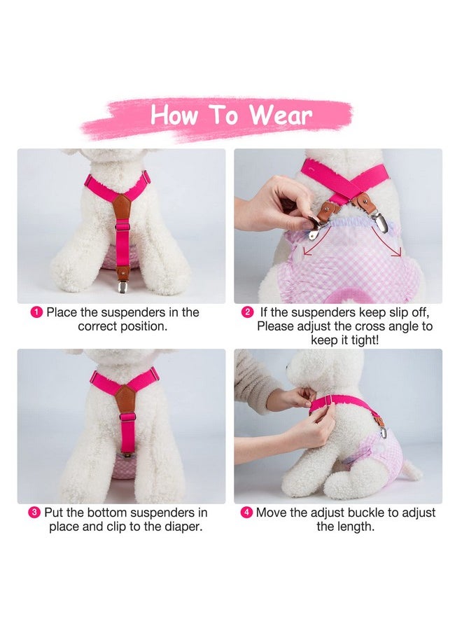 Pet Soft - Pet Soft Dog Suspenders 2 Pieces Female Dog Diaper Suspenders for Dogs Diaper Keeper Suspender for Dog Skirt, Dog Dress (Black & Pink, M/L) - Image 1