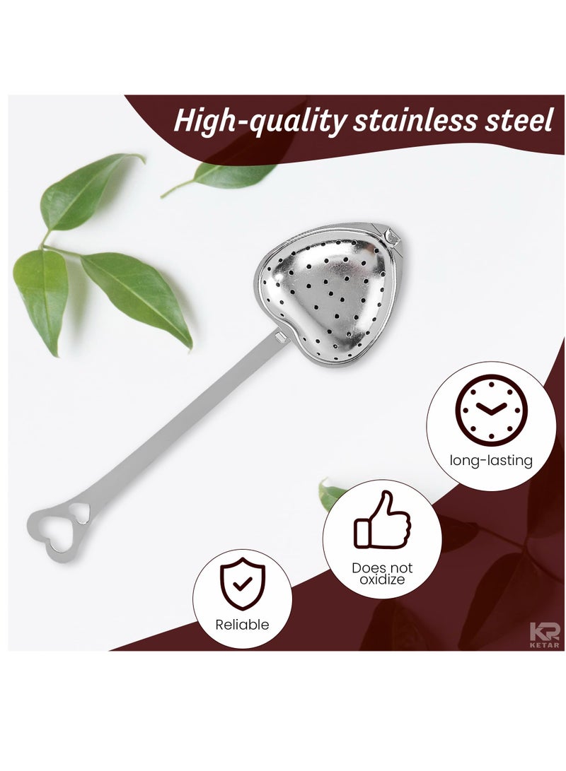 Excefore Tea Strainers for Loose Tea Spoon, 10Pcs Heart Tea Steeper Tea Filter Fine Mesh Strainer Stainless Steel Tea Diffuser Tea Infuser Spoon, Loose Tea Steeper Tea Infuser for Loose Leaf Tea Strainer - Image 3