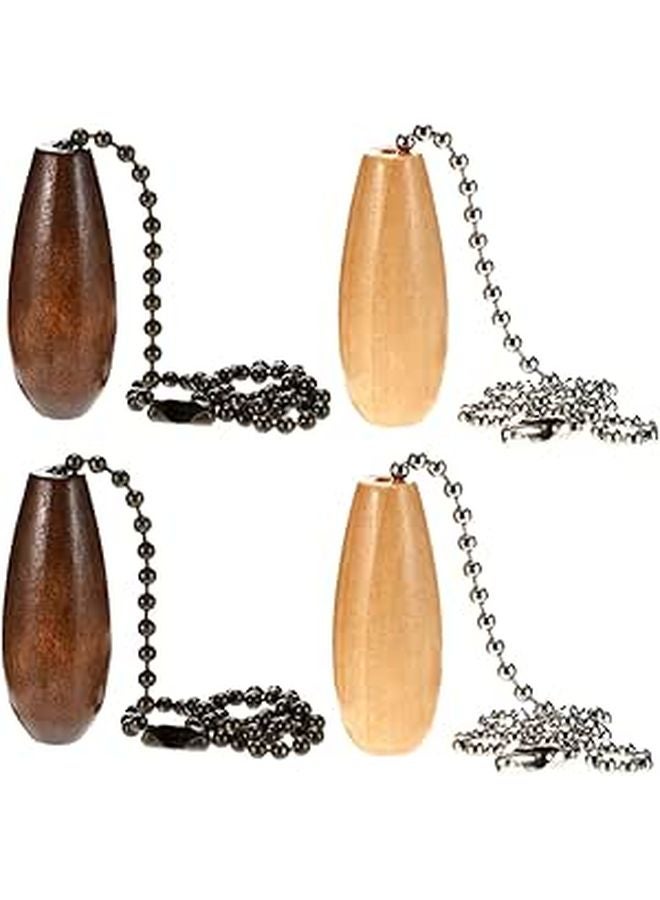 4 Pcs Baseball Shape Metal Pull Chain Extenders For Ceiling Fan Switch Replacement In Silver And Antique Bronze - Image 1