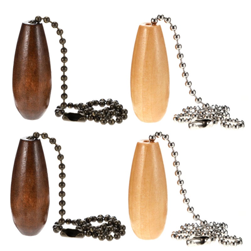 4 Pcs Baseball Shape Metal Pull Chain Extenders For Ceiling Fan Switch Replacement In Silver And Antique Bronze - Image 2