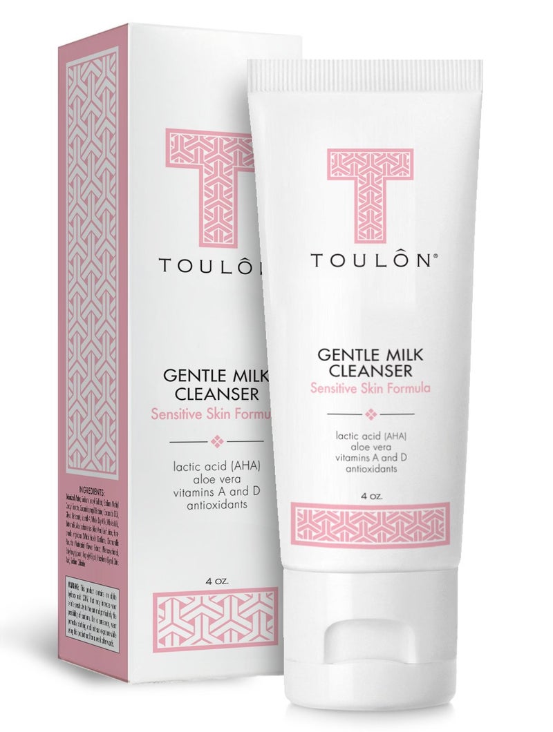 TOULON Gentle Milk Cleanser: Face Wash for Dry & Sensitive Skin; Mild Facial Cleanser with AHA, Lactic Acid, Aloe Vera & Antioxidants for Women - Image 1