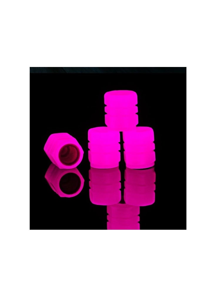 Generic 4 Pcs Luminous Car Tire Valve Cap Fluorescent Night Glowing Décor Motorcycle Bike Wheel Nozzle Dustproof Tire Valve Stem Caps Pink  - Image 3