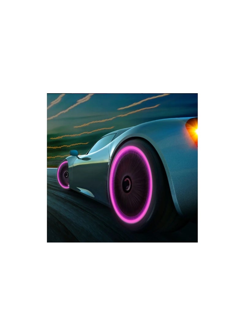 Generic 4 Pcs Luminous Car Tire Valve Cap Fluorescent Night Glowing Décor Motorcycle Bike Wheel Nozzle Dustproof Tire Valve Stem Caps Pink  - Image 1