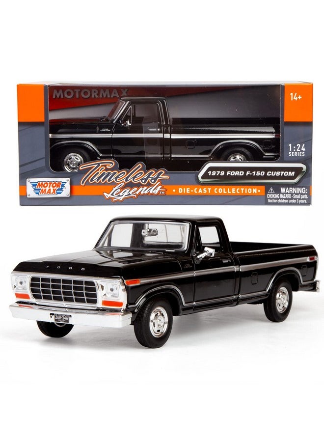 موتورماكس شاحنة فورد F-150 بيك أب كلاسيكية موديل 1979 من موتورماكس، شاحنة بيك أب F150 بمقياس 1:24، سيارة مصبوبة قابلة للتحصيل، لون أسود، 79346، حصريًا من All Star Toys  - Image 1