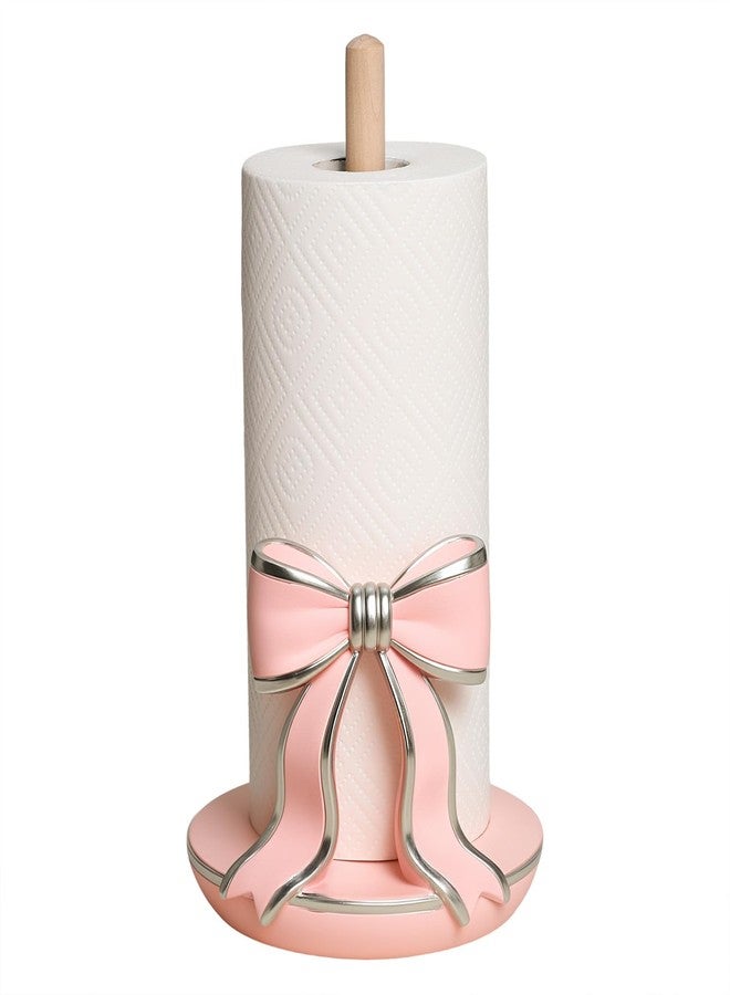 Sizikato Kitchen Countertop Pink Resin Bow Paper Towel Holder - Image 1