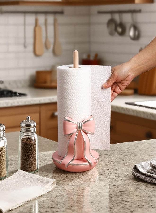 Sizikato Kitchen Countertop Pink Resin Bow Paper Towel Holder - Image 2