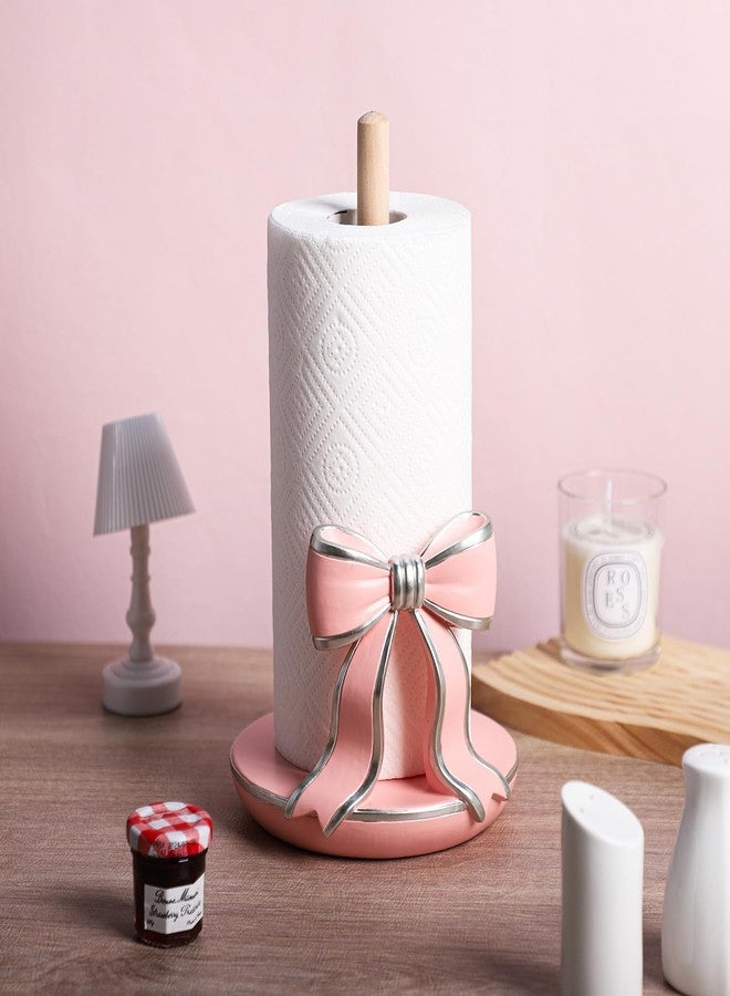 Sizikato Kitchen Countertop Pink Resin Bow Paper Towel Holder - Image 3