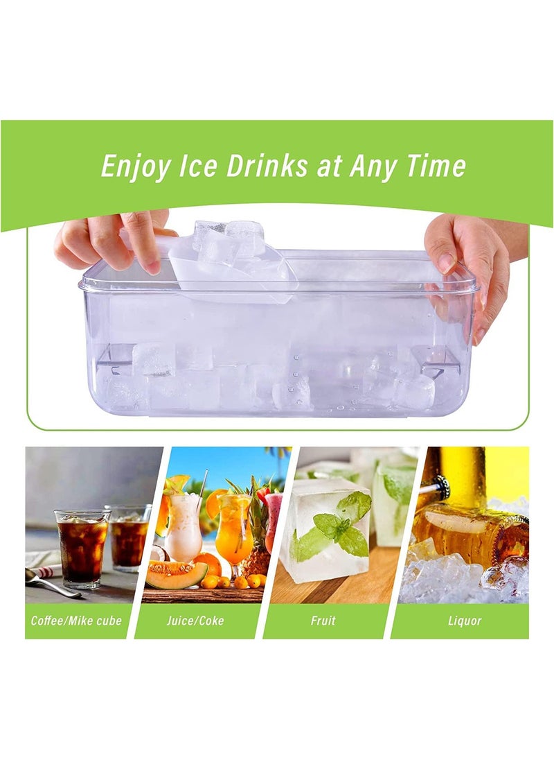 Generic - Press Type 64-Ice Cube Tray Quickly Ice Cubes Release Plastic Stackable Maker Mold with Ice Container  Scoop and Lid for Freezer Drinks Tea Coffee (Green-2) - Image 1