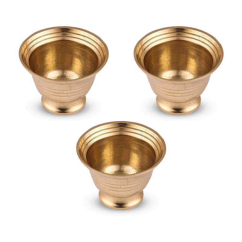 Handcrafted Brass Decorative Bowls for Pooja (Pack of 3)