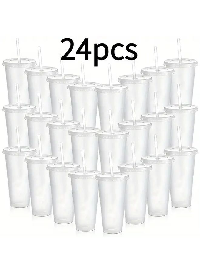 Reusable Plastic Cups With Lids And Straws Reusable Straw Black Color Set Portable Leakproof Drinkware For Camping Parties Travel Picnics Ideal For Coffee Tea Cold Iced Beverages - Image 4