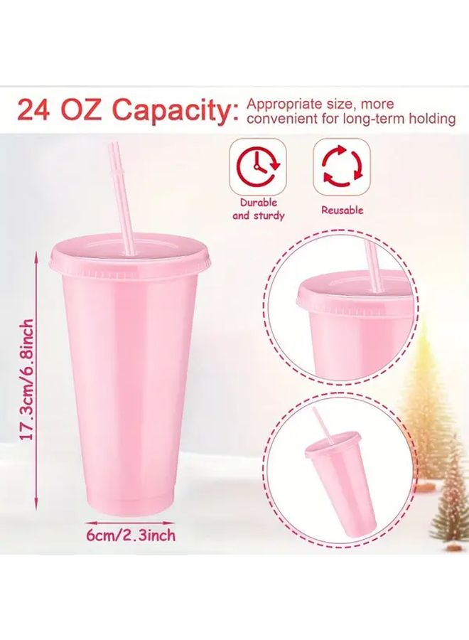 Reusable Plastic Cups With Lids And Straws Reusable Straw Black Color Set Portable Leakproof Drinkware For Camping Parties Travel Picnics Ideal For Coffee Tea Cold Iced Beverages - Image 3