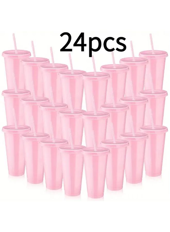 Reusable Plastic Cups With Lids And Straws Reusable Straw Black Color Set Portable Leakproof Drinkware For Camping Parties Travel Picnics Ideal For Coffee Tea Cold Iced Beverages - Image 2