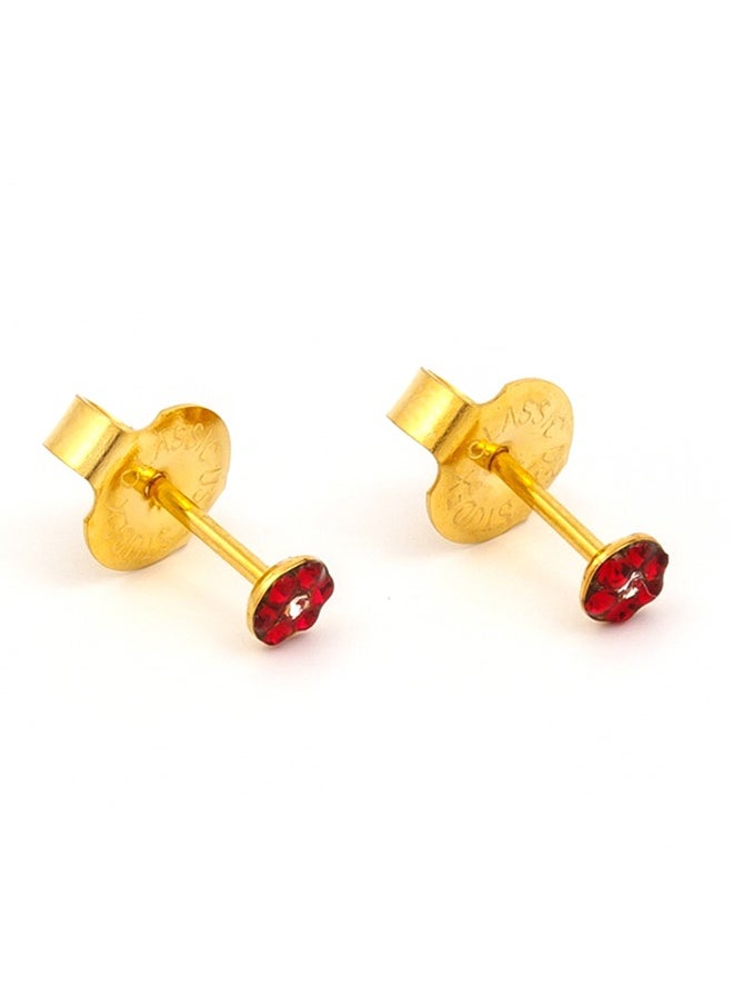 Studex Daisy Ruby/Crystal 24K Pure Gold Plated Piercing Ear Stud For Baby  - Image 1