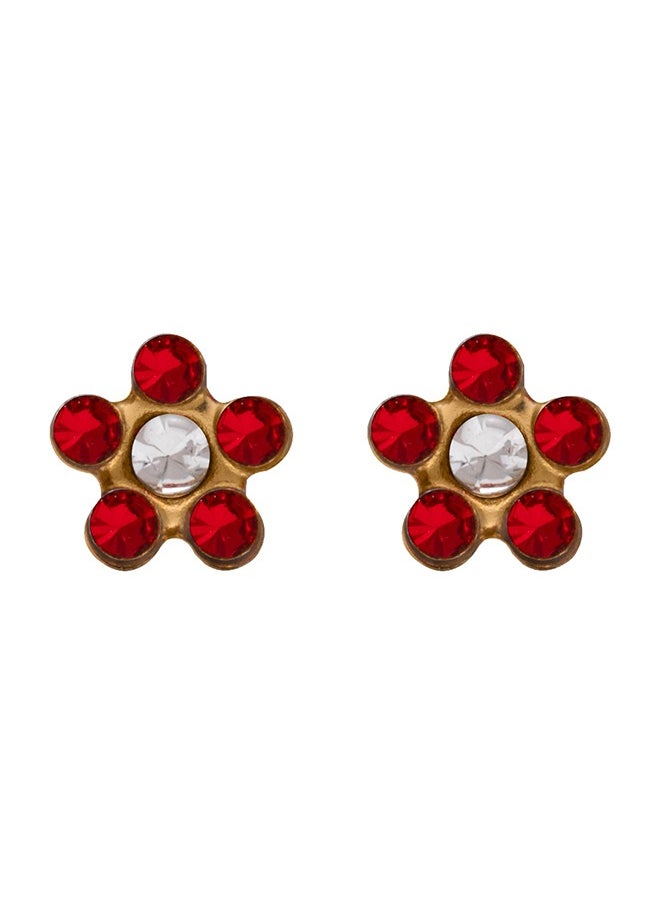 Studex Daisy Ruby/Crystal 24K Pure Gold Plated Piercing Ear Stud For Baby  - Image 2