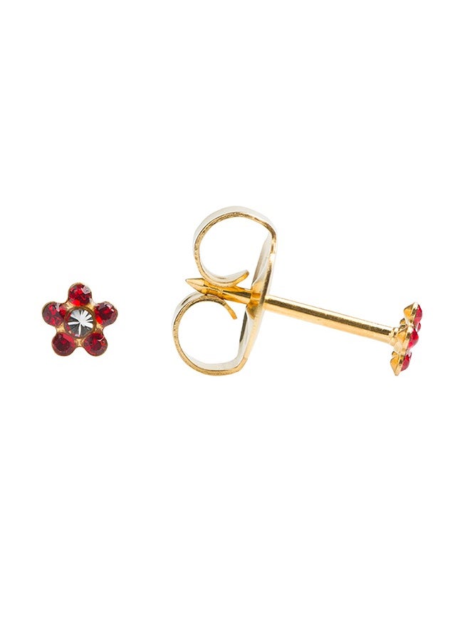 Studex Daisy Ruby/Crystal 24K Pure Gold Plated Piercing Ear Stud For Baby  - Image 3