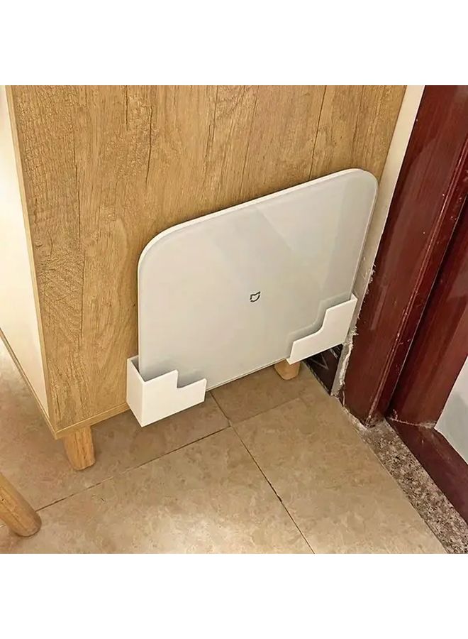 حامل ميزان مثبت على الحائط أبيض 2 قطعة تخزين عالمي لمقاييس الوزن - Image 1