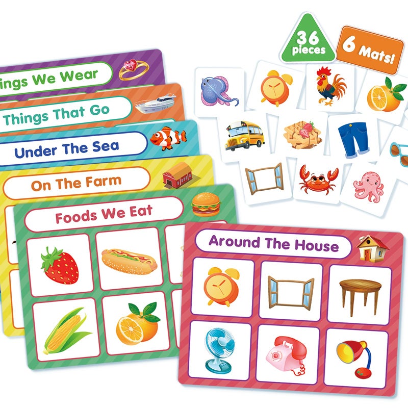 EAMAY Building Language and Matching Games Set with 6 Sorting Mats and 36 Everyday Objects Pieces Special Education ClassroomSorting Toys for Toddlers 13 - Image 3