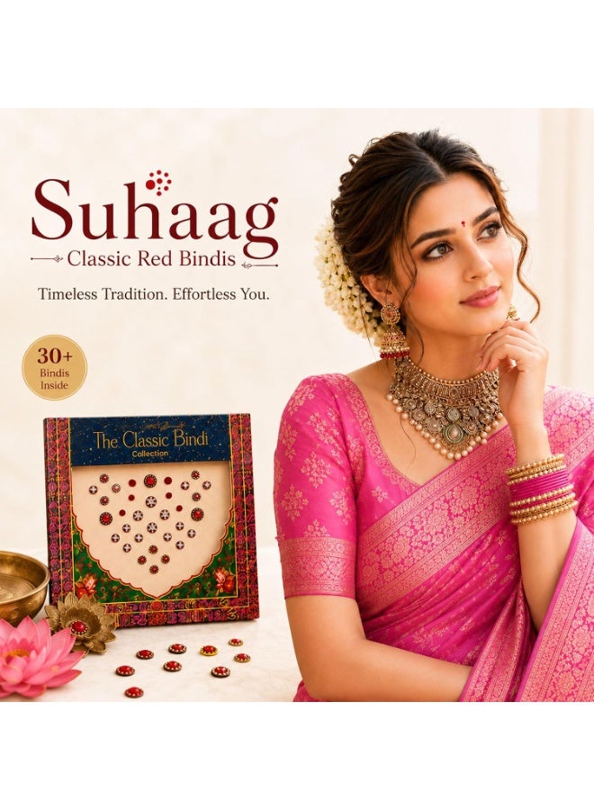 Parul Garg Beauty Suhaag Red Bindi Patta | Self Adhesive Mini Bindi Set for Women | Bridal & Festive Stone Bindis for Wedding, Festival & Bridal Wear - Image 3