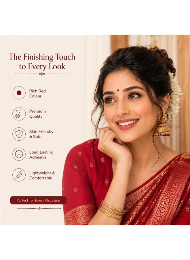Parul Garg Beauty Suhaag Red Bindi Patta | Self Adhesive Mini Bindi Set for Women | Bridal & Festive Stone Bindis for Wedding, Festival & Bridal Wear - Image 2