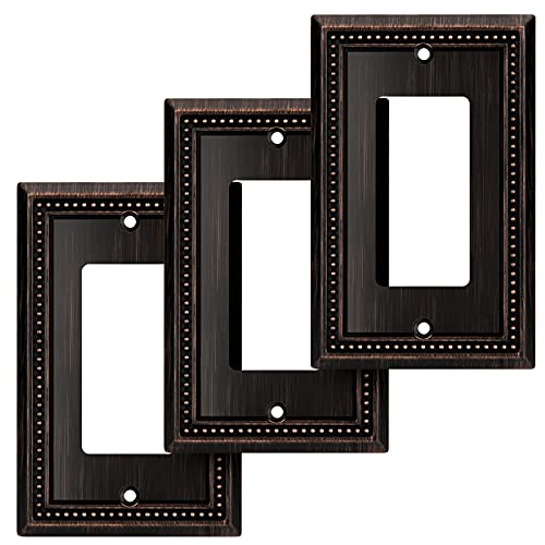 Henne Bery Sunken Pearls Heavy Duty Decorative Wall Plate Switch Plate Outlet Cover (Single Decorator, 3 Pack, Aged Bronze) - Image 1